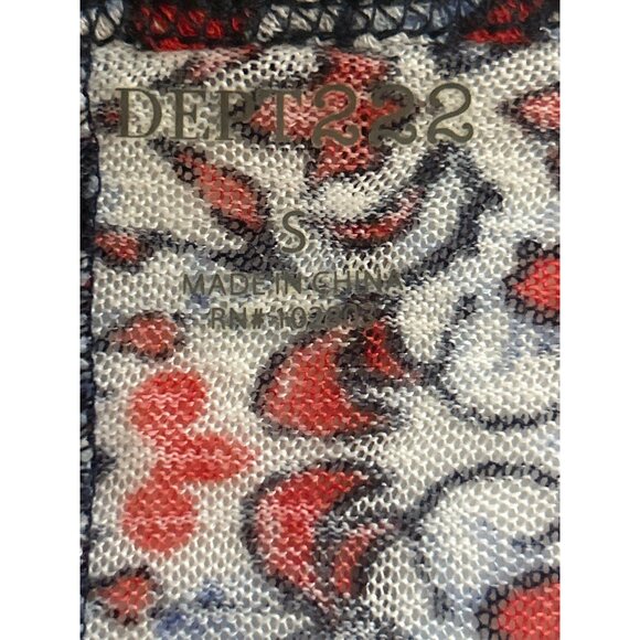 Dept. 222 Womens Short Sleeve V Neck Red & Blue Lightweight Patterned Top Small - Picture 4 of 8